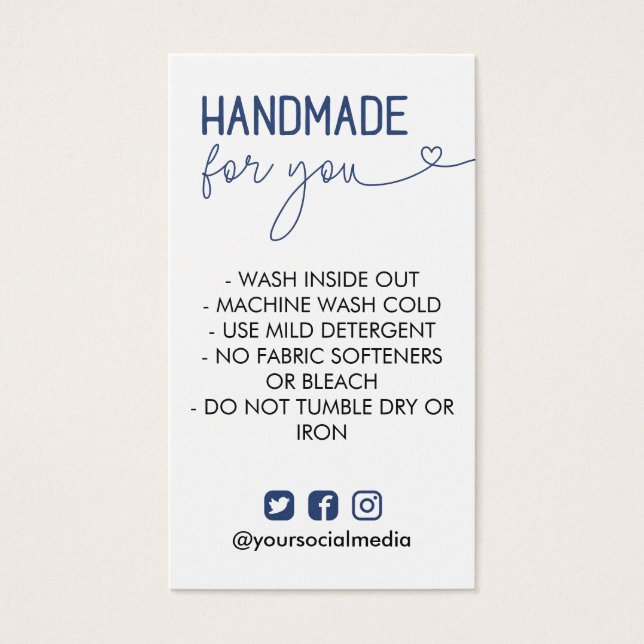 Cartes De Visite Manuel de marine pour vous instructions de lavage (Devant)