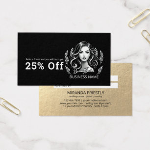 Cartes De Visite Maquillage Artiste Coiffure Stylo moderne Noir Bla