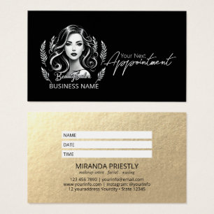 Cartes De Visite Maquillage Artiste Coiffure Stylo moderne Noir Bla
