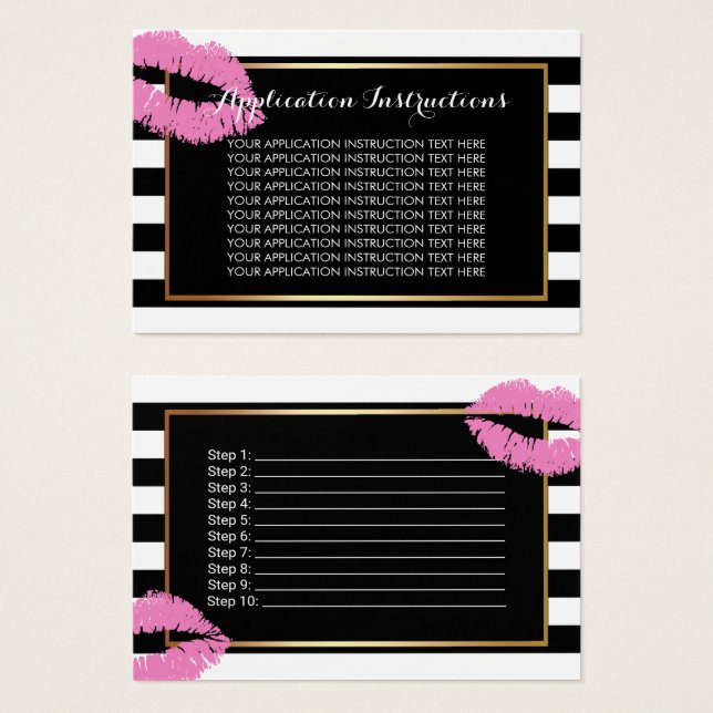 Cartes De Visite Maquillage Artiste Lèvres roses Instructions d'app (Devant & derrière)