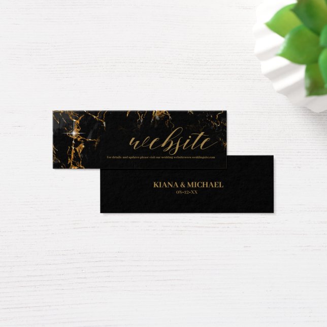 Cartes De Visite Marble Glitter Wedding Website Black Gold ID644 (Bureau)