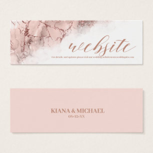 Cartes De Visite Marble Glitter Wedding Website Rose Gold ID644