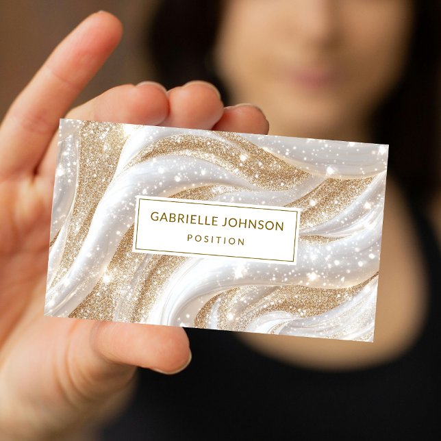 Cartes de visite Marbre Blanc Doré Luxe Pailleté (Créateur téléchargé)