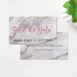 Cartes De Visite Marbre blanc Rose or rose huile Enregistrer la dat