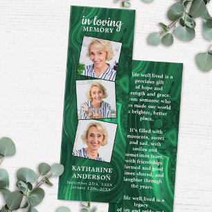 Cartes De Visite Marbre vert 3 Poème photo Signet de prière funérai
