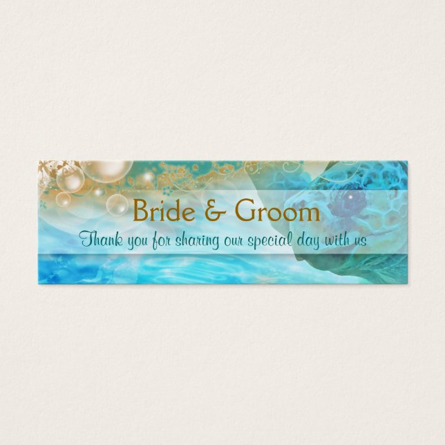 Cartes De Visite Mariage à thème plage pour tortue (Devant)