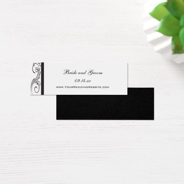 Cartes De Visite Mariage Black and White Swirls (Bureau)