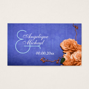 Cartes De Visite Mariage bleu orange merci à plat