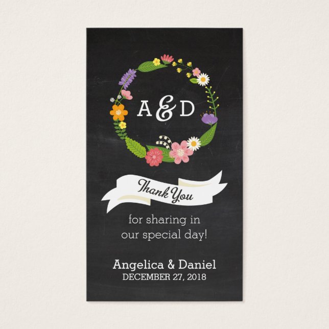 Cartes De Visite Mariage Boho Woodland Wreath (Devant)