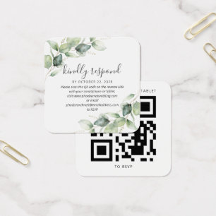 Cartes De Visite Mariage botanique moderne Eucalyptus QR Code RSVP