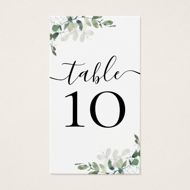 Cartes De Visite MARIAGE BUDGET Eucalyptus Petit numéro de table (Devant)