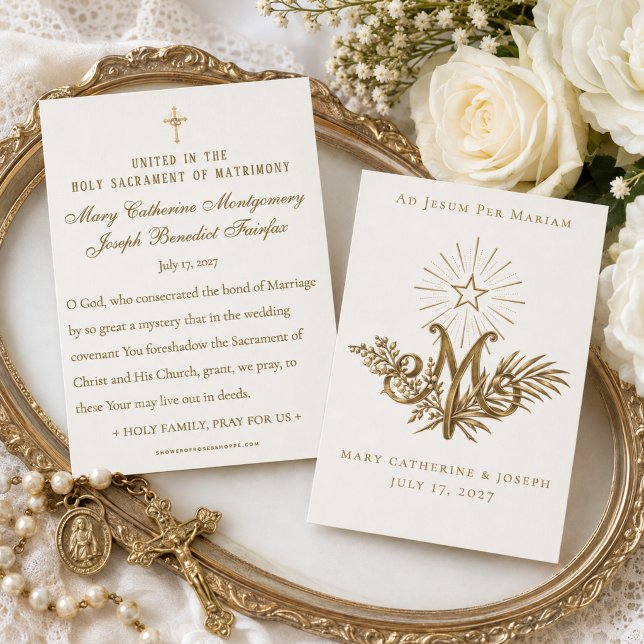 Cartes De Visite Mariage catholique doré du 19e siècle (Créateur téléchargé)