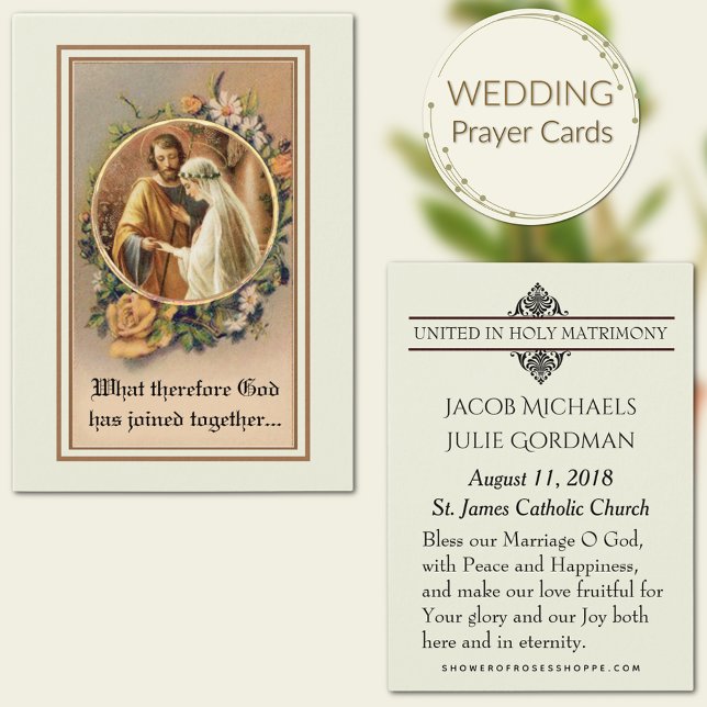 Cartes De Visite Mariage catholique Favoriser Mariage Mariée Groom  (Créateur téléchargé)