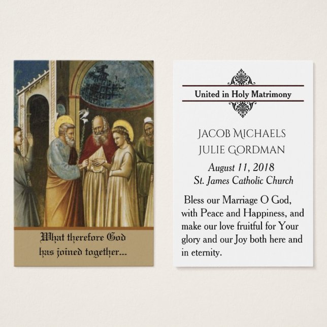 Cartes De Visite Mariage catholique Favoriser Mariage Mariée Groom  (Devant & derrière)