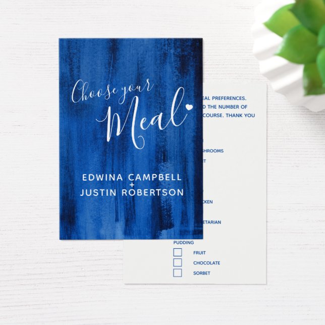 Cartes De Visite Mariage choix de repas saphir bleu art (Bureau)