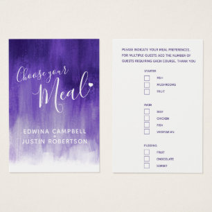 Cartes De Visite Mariage choix de repas ultraviolet art petites car