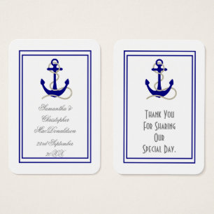 Cartes De Visite Mariage d'ancre nautique merci tag