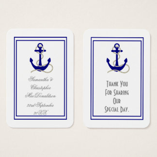 Cartes De Visite Mariage d'ancre nautique merci tag