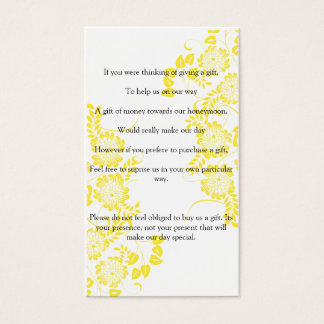 Cartes De Visite mariage demander un cadeau d'argent