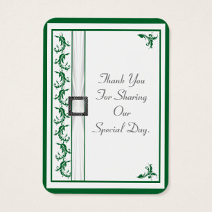 Cartes De Visite Mariage en dentelle verte et blanche merci tag
