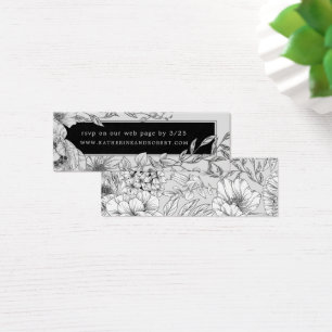 Cartes De Visite mariage floral élégant noir blanc