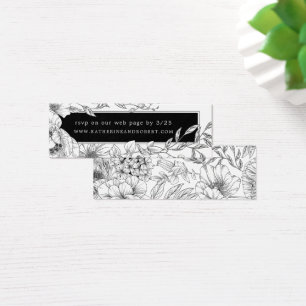 Cartes De Visite mariage floral élégant noir blanc