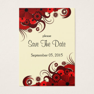 Cartes De Visite Mariage floral rouge et blanc Enregistrer les cart