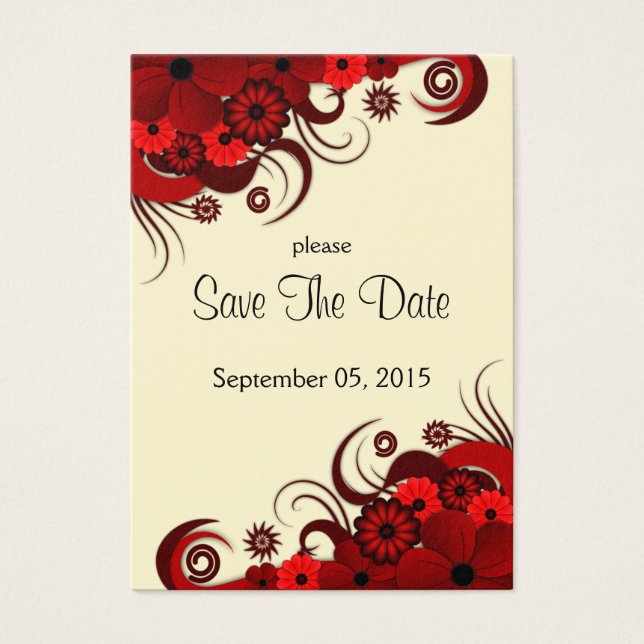 Cartes De Visite Mariage floral rouge et blanc Enregistrer les cart (Devant)