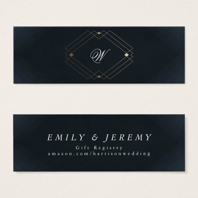 Cartes De Visite Mariage Monogramme de la marine classique (Devant & derrière)