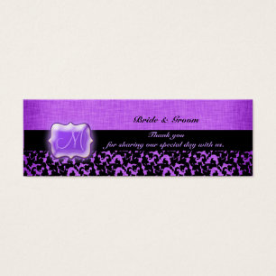Cartes De Visite Mariage noir violet faveur damask floral