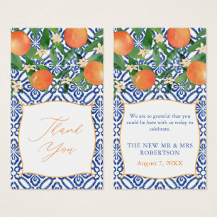 Cartes De Visite Mariage orange de Séville - Bleu Positano - Balise