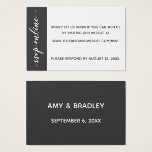 Cartes De Visite Mariage RSVP en ligne Insérer gris foncé et blanc