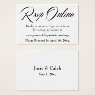 Cartes De Visite Mariage RSVP en ligne Insérer un script noir, blan