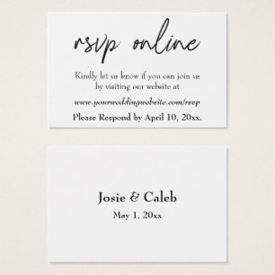 Cartes De Visite Mariage RSVP en ligne Insérer un script noir, blan