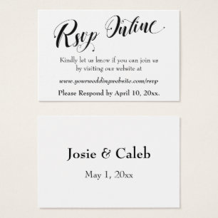Cartes De Visite Mariage RSVP en ligne Insérer un script noir, blan