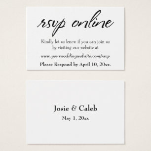 Cartes De Visite Mariage RSVP en ligne Insérer un script noir, blan