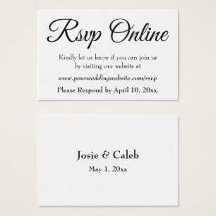Cartes De Visite Mariage RSVP en ligne Insérer un script noir, blan