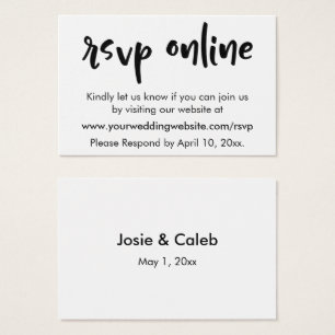 Cartes De Visite Mariage RSVP en ligne Insertion Décontractée, Noir