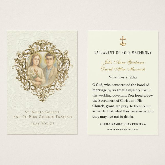 Cartes De Visite Mariage Ste Marie Goretti & St Pier Giorgio  (Devant & derrière)