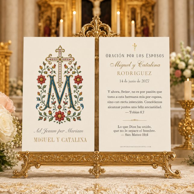 Cartes De Visite Mariage traditionnel espagnol catholique Monogramm (Créateur téléchargé)