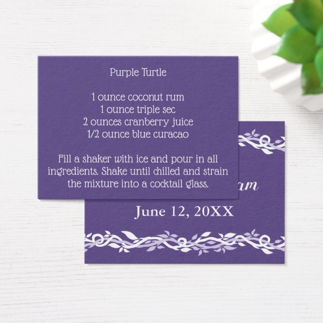 Cartes De Visite Mariage Ultra Violet Signature Recette de boisson (Bureau)
