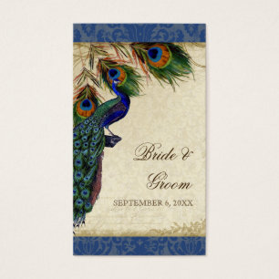 Cartes De Visite Mariage Vintage Peacock Feathers Favoriser les éti