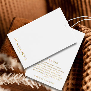 Cartes De Visite Marque commerciale simple en blanc et or Hang Tags