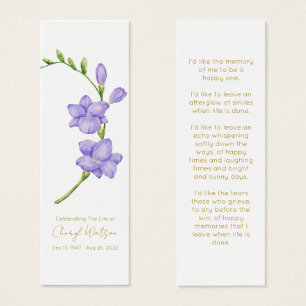 Cartes De Visite Marque-page mémorial simple funéraire Freesia