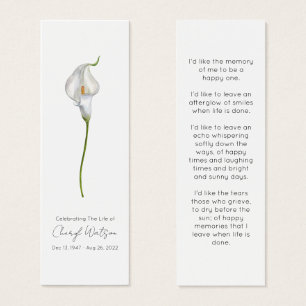 Cartes De Visite Marque-page mémorial simple pour funérailles au ly