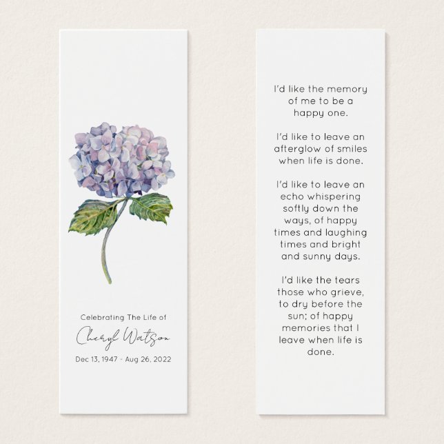 Cartes De Visite Marque-page mémorial simple pour funérailles d'hor (Devant & derrière)
