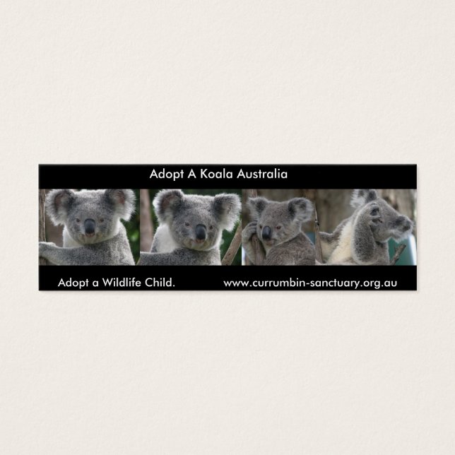 Cartes De Visite Marquer Koalas Adoptent un Enfant de la Faune Aust (Devant)