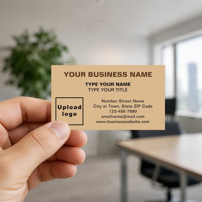 Cartes de visite marron clair alignées au centre (Front of the business card)