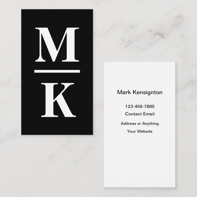 Cartes de visite masculines à monogramme moderne g (Devant / Derrière)