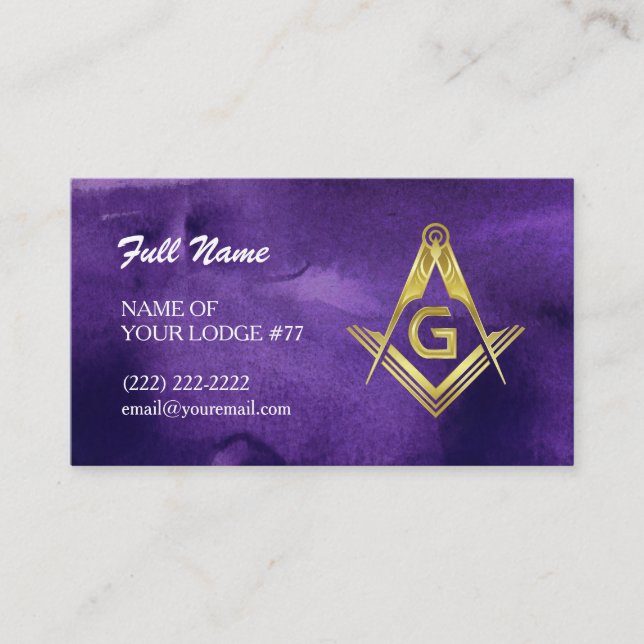 Cartes de visite Masonic Grand Lodge | Purple & Or (Devant)